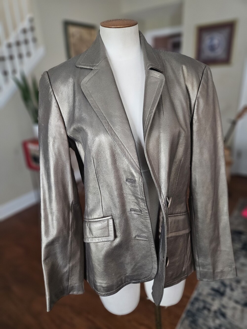 VTG Worthington Gold Bronze Leather Jacket Small